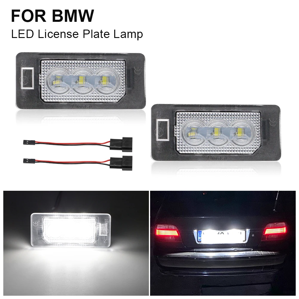 

2PCS For BMW E46 E90 E91 E92 E61 E39 E60 E70 E71 E82 E88 License Plate Light 6000k White No Error LED Number Lamp