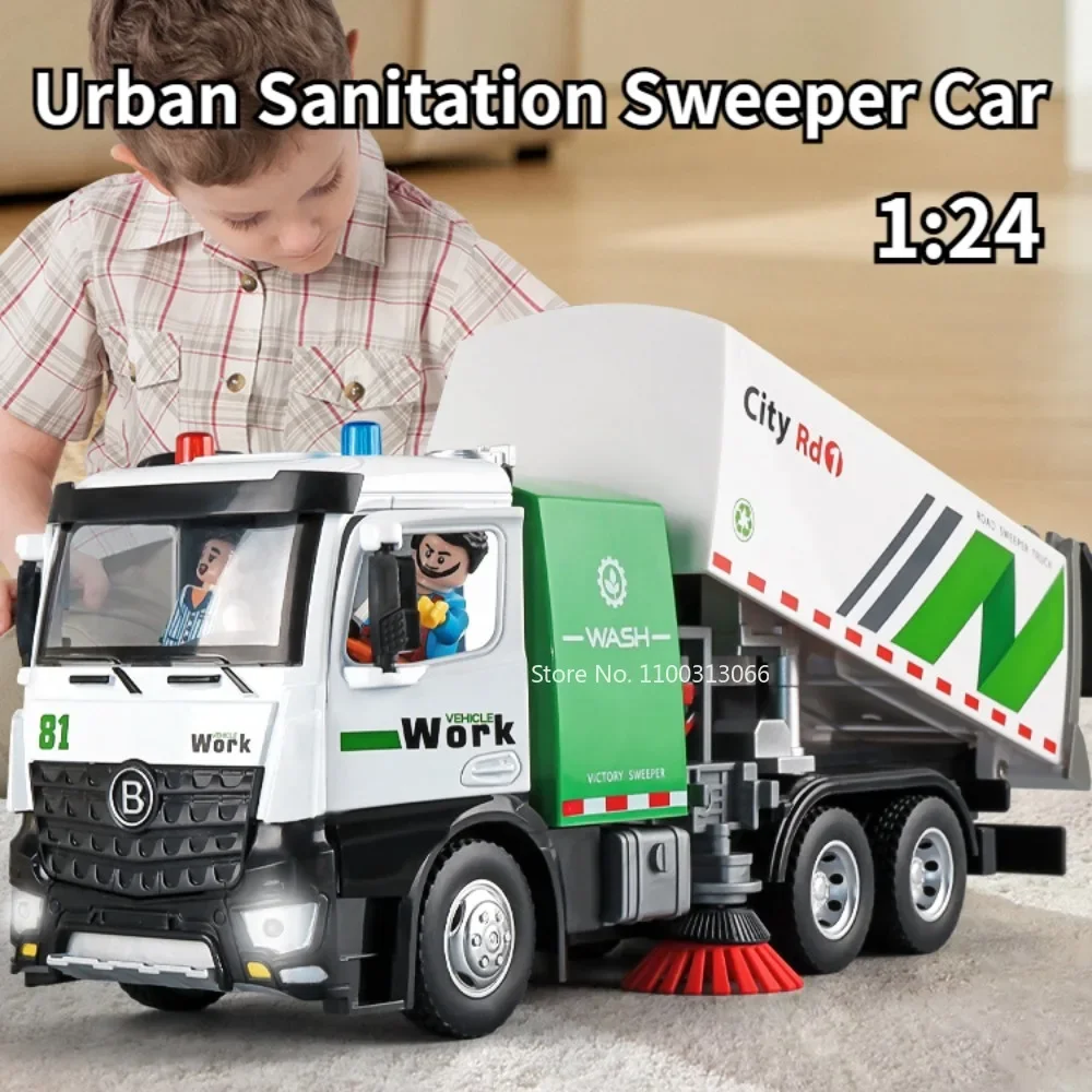 1:24 Scale Urban Sanitation Sweeper Car Toys Alloy Diecast Model with Sound Light Engineering Vehicles Toy for Boy Birthday Gift
1:24 Scale Urban Sanitation Sweeper Car Toys Alloy Diecast Model with Sound Light Engineering Vehicles Toy for Boy Birthday Gift