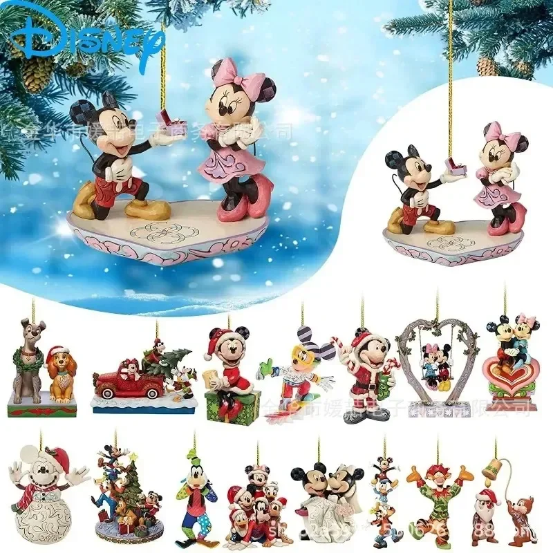 

2D PVC Disney Cartoon Series Christmas Pendant Mickey Mouse Minnie Anniversary Peripherals Decorations Car Ornaments Doll Gifts