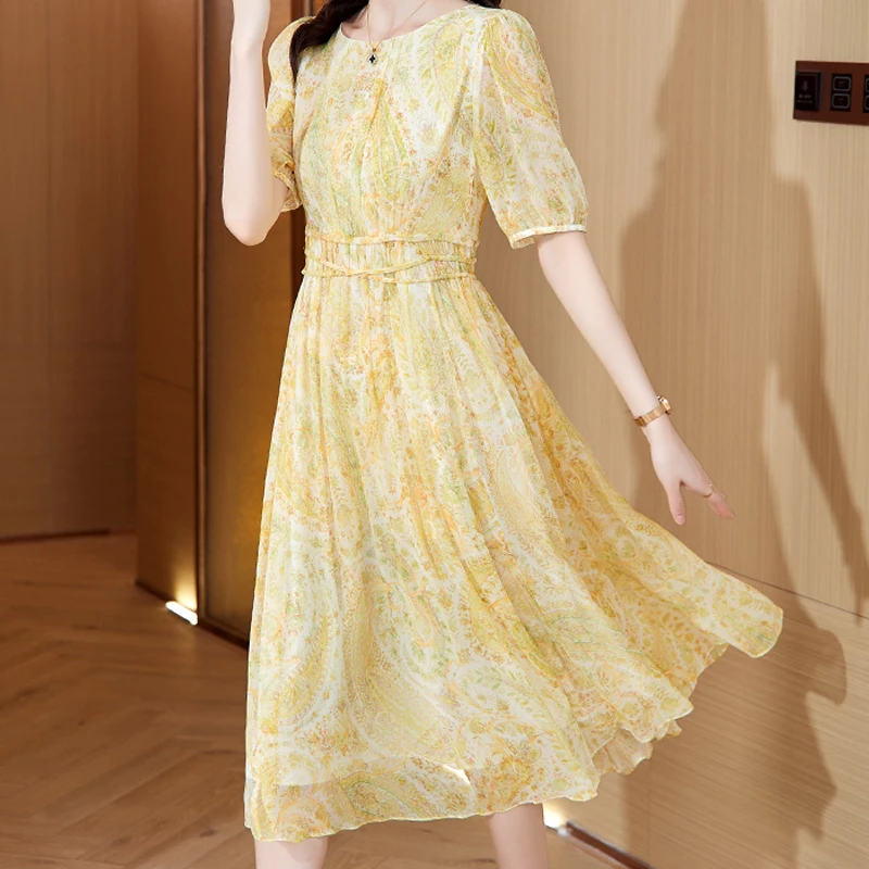 EVNISI Women Floral Print Fairy Chiffon Dress O-neck Elegant Lace Up Casual Office A-line Dresses Women Summer Party Vestido
EVNISI Women Floral Print Fairy Chiffon Dress O-neck Elegant Lace Up Casual Office A-line Dresses Women Summer Party Vestido