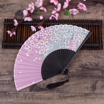 핸드 선풍기 중국 일본 아시아 스타일 꽃 패턴 접이식 선풍기, 가정 용품, 홈 장식, 댄스 소품, 사진 소품, 1 개