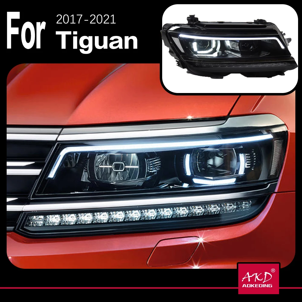 

AKD Car Model for VW Tiguan Headlights 2017-2021 Tiguan LED Headlight DRL Hid Head Lamp Angel Eye Bi Xenon Beam Accessories