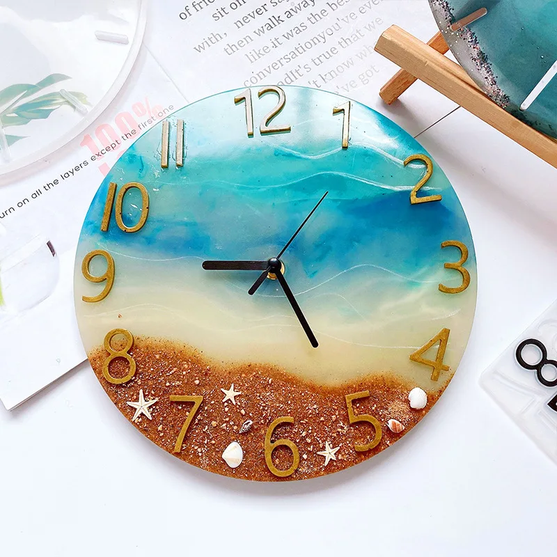 

Round Clock Resin Mold DIY Crystal Epoxy Roman Numeral Dial Ornament Wall Hanging Decoration Clock Movement Silicone Mold