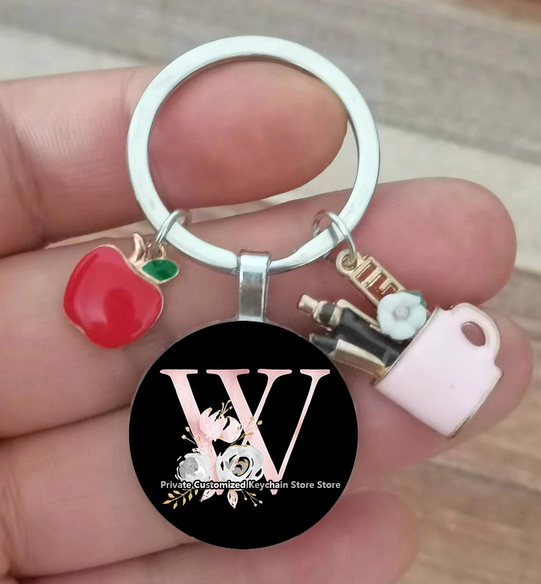 DIY Charm Penholder Teacher's Day Gift Keychain, Simple Black A-Z Letter Pattern Glass Convex Circular Keychain
DIY Charm Penholder Teacher's Day Gift Keychain, Simple Black A-Z Letter Pattern Glass Convex Circular Keychain