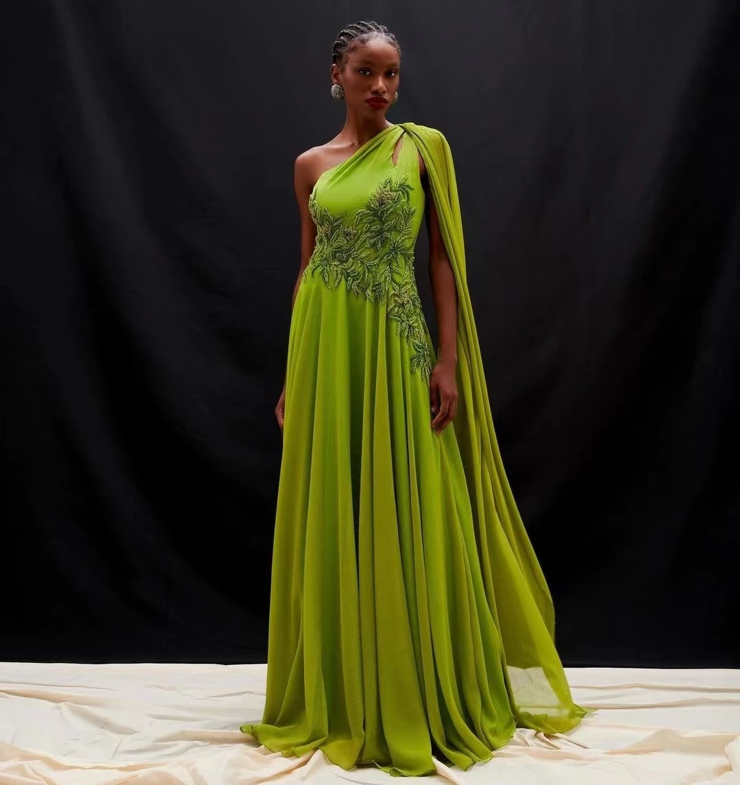 Green One Shoulder Prom Dresses Handmade Beaded Flutter Sleeve A line Women Evening Party Dress Formal Occasion Gowns
Green One Shoulder Prom Dresses Handmade Beaded Flutter Sleeve A line Women Evening Party Dress Formal Occasion Gowns