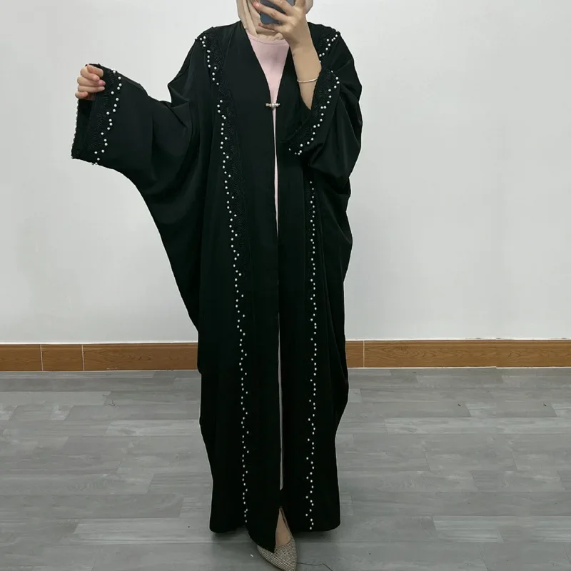Women Eid Muslim Abaya Ramadan Morocco Long Robe Batwing Sleeve Cardigan Appliques Abayas Pearls Dubai Jalabiya Modest Solid
Women Eid Muslim Abaya Ramadan Morocco Long Robe Batwing Sleeve Cardigan Appliques Abayas Pearls Dubai Jalabiya Modest Solid