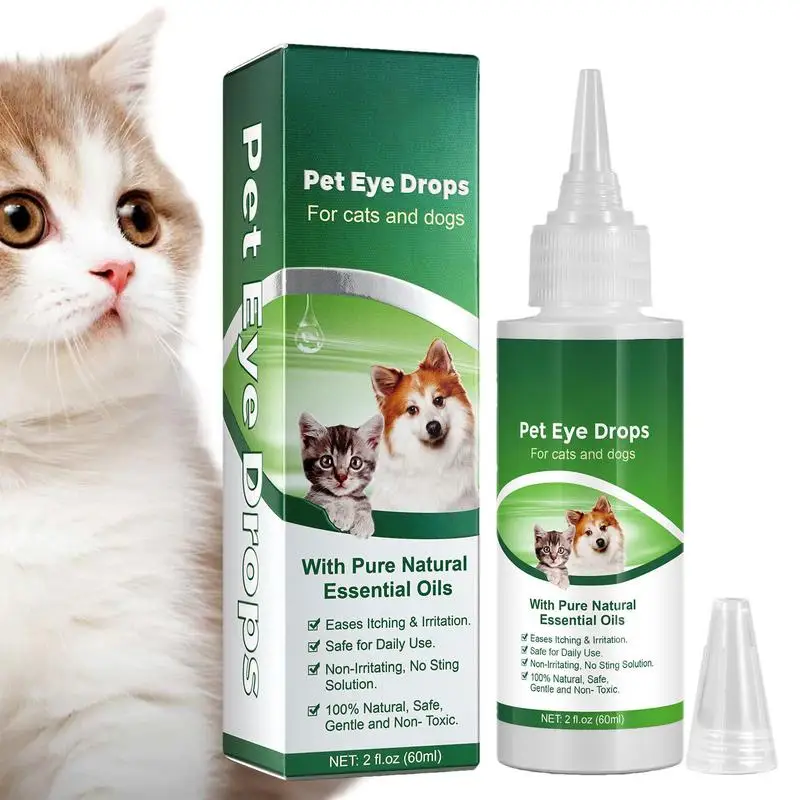 

Dog Tear Stain Remover 60ml Pet Eye Wash Drops Cat Dog Eye Wash Drops Effective Cleaning Cat Dog Eye Care Nursing Pet Eye Drops