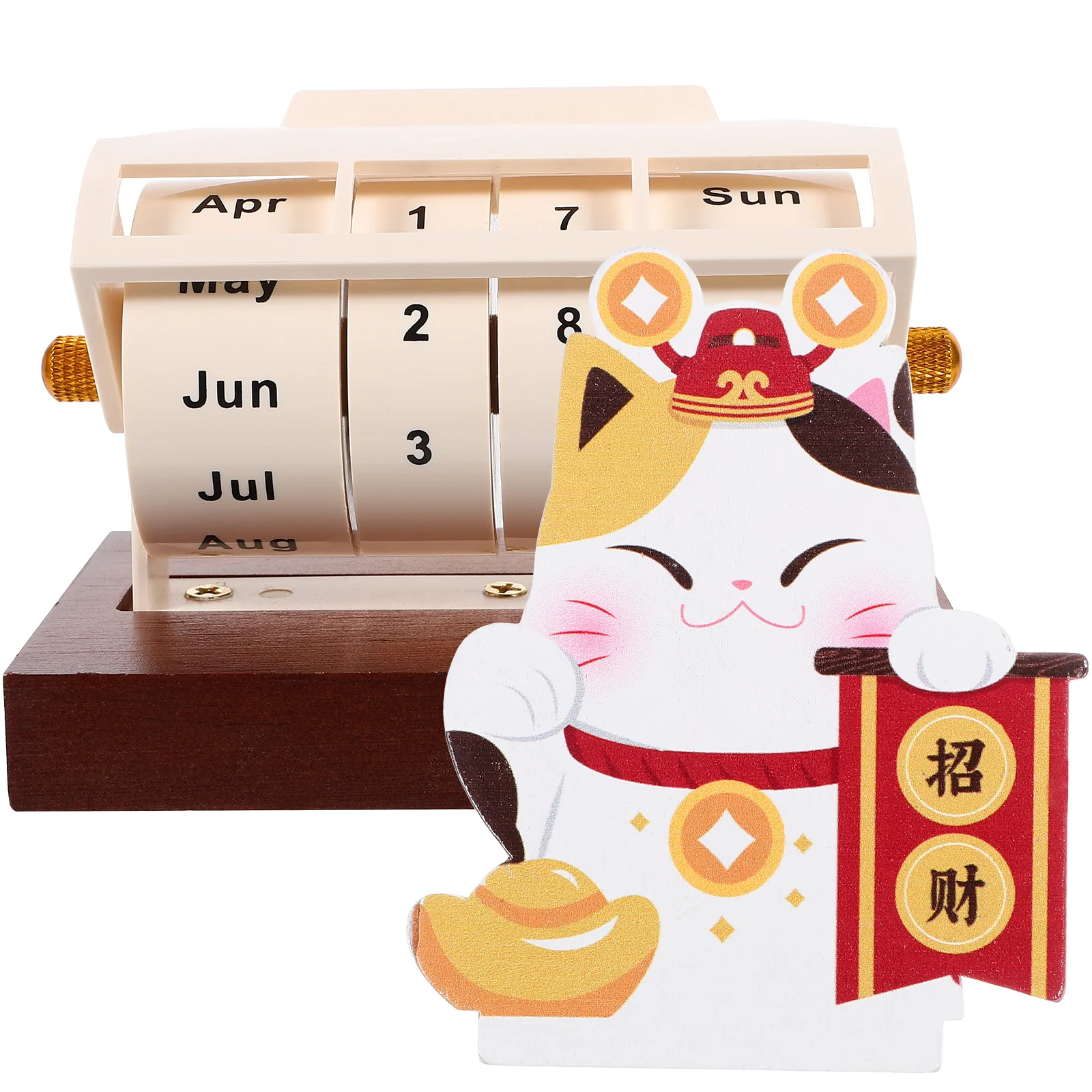 

Cartoon Wood Calendar Household Perpetual Calendar Office Wheeling Calendar Office Supply