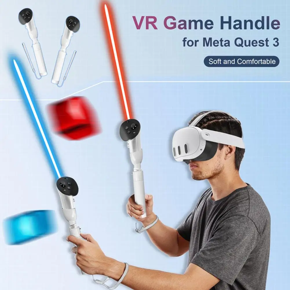 

1 пара удлинительных ручек VR для контроллера Meta Quest 3 VR, удлинительные ручки для светового меча, удлинительные ручки для игр Acce U7R3