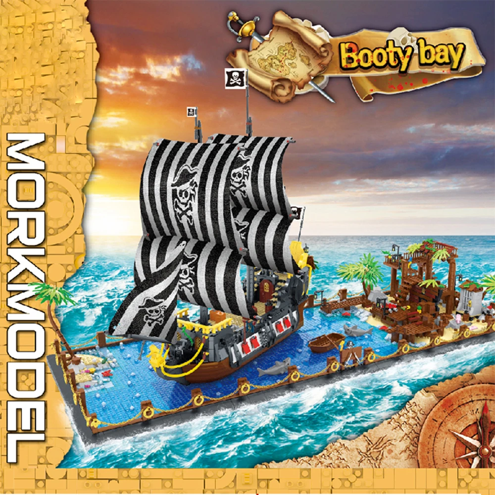 New Creative Ideas Series Booty Bay Bricks Pirate Ship Model Kit Building Blocks Educational Kids Toys Christmas Gifts Sailboat |