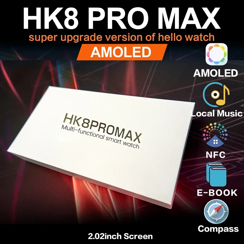 

Смарт-часы AMOLED HK8 Pro Max Gen2 мужские, умные часы PK HK9 Hello 3 с компасом, 2024