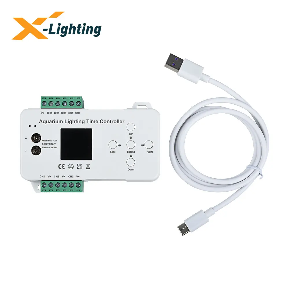 TC01 Time Programmable Controller 8CH Output DC12V/24V RGB+CCT And Single Color Led Strip Used In Aquariums Fish Tank
TC01 Time Programmable Controller 8CH Output DC12V/24V RGB+CCT And Single Color Led Strip Used In Aquariums Fish Tank