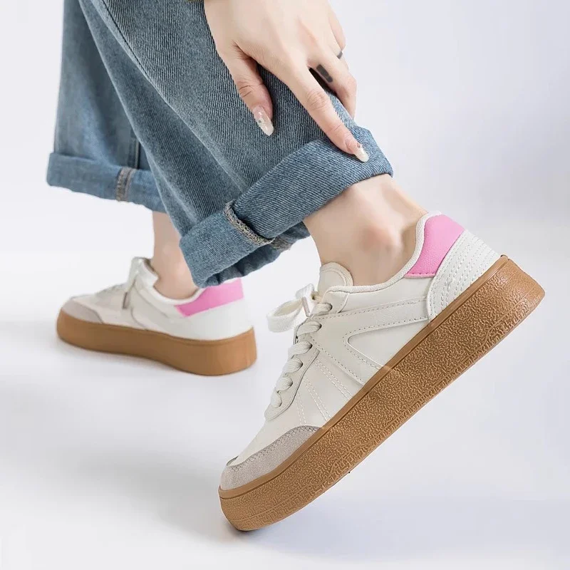 

Fashion Woman Vulcanize Shoes Autumn Retro Casual Shoes For Women 2024 New Lace-up Korean Style White Sneakers Walking
