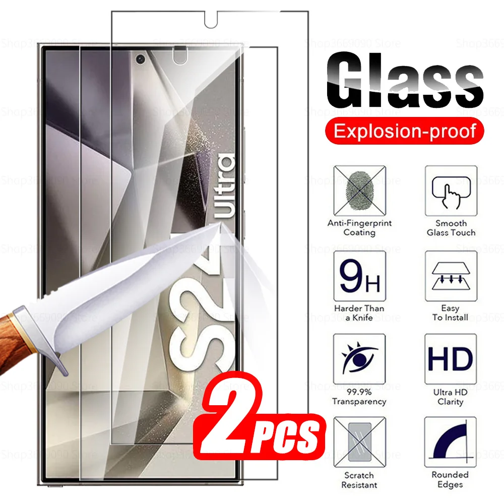 

Закаленное стекло для Samsung Galaxy S24 Ultra, 2 шт., защитные пленки для экрана Samung S24 Plus S 24, сверхбезопасное защитное стекло, защитная пленка