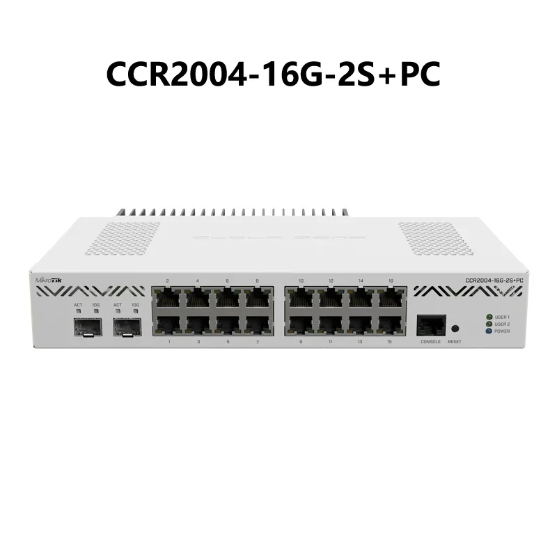 Mikrotik CCR2004-16G-2S+PC or CCR2004-16G-2S+ CCR2004 Series Router 16xGigabit Ethernet Ports, 2x10G SFP+ Cages
Mikrotik CCR2004-16G-2S+PC or CCR2004-16G-2S+ CCR2004 Series Router 16xGigabit Ethernet Ports, 2x10G SFP+ Cages