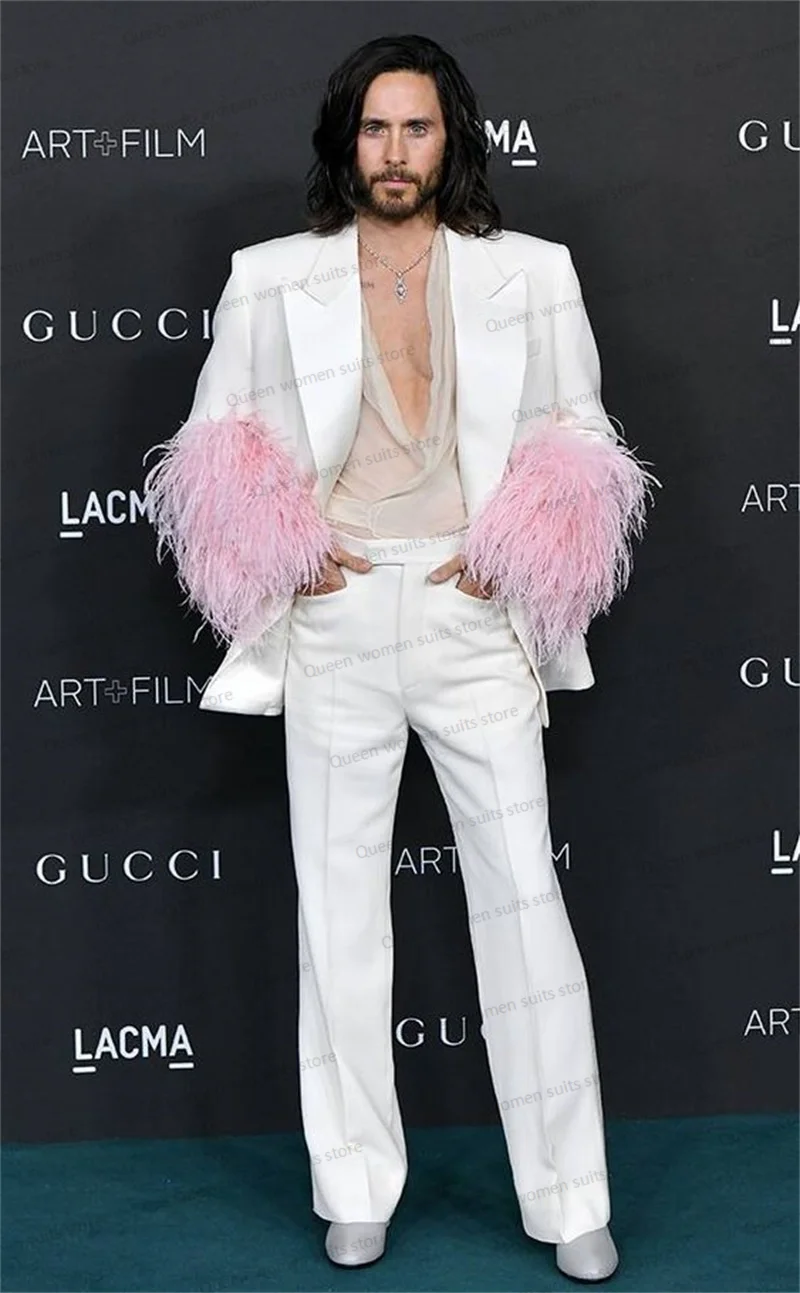 Ostrich Feather Men Suits Set For Wedding Luxury Formal Male Groom Tuxedo Business White Jacket+Pants Custom Made Party Coat
Ostrich Feather Men Suits Set For Wedding Luxury Formal Male Groom Tuxedo Business White Jacket+Pants Custom Made Party Coat