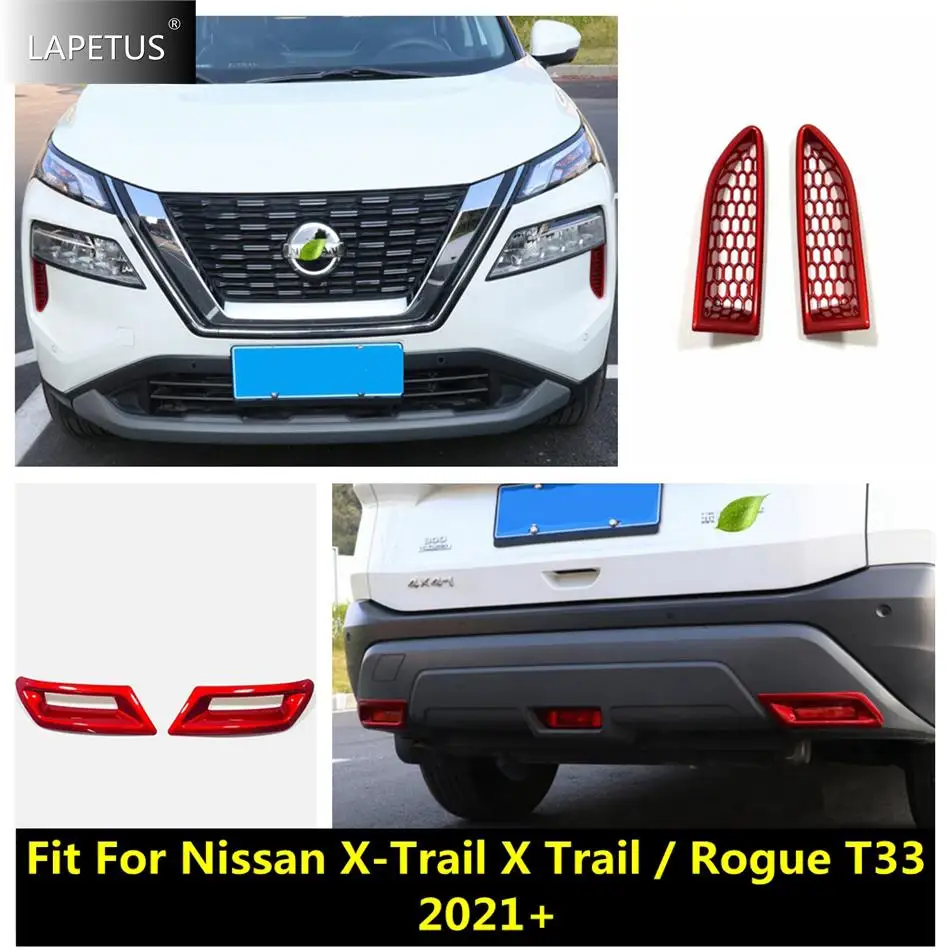 

Car Accessories Front Hood Air AC Inlet Vent / Rear Fog Lights Cover Trim For Nissan X-Trail X Trail / Rogue T33 2021 - 2023 Red