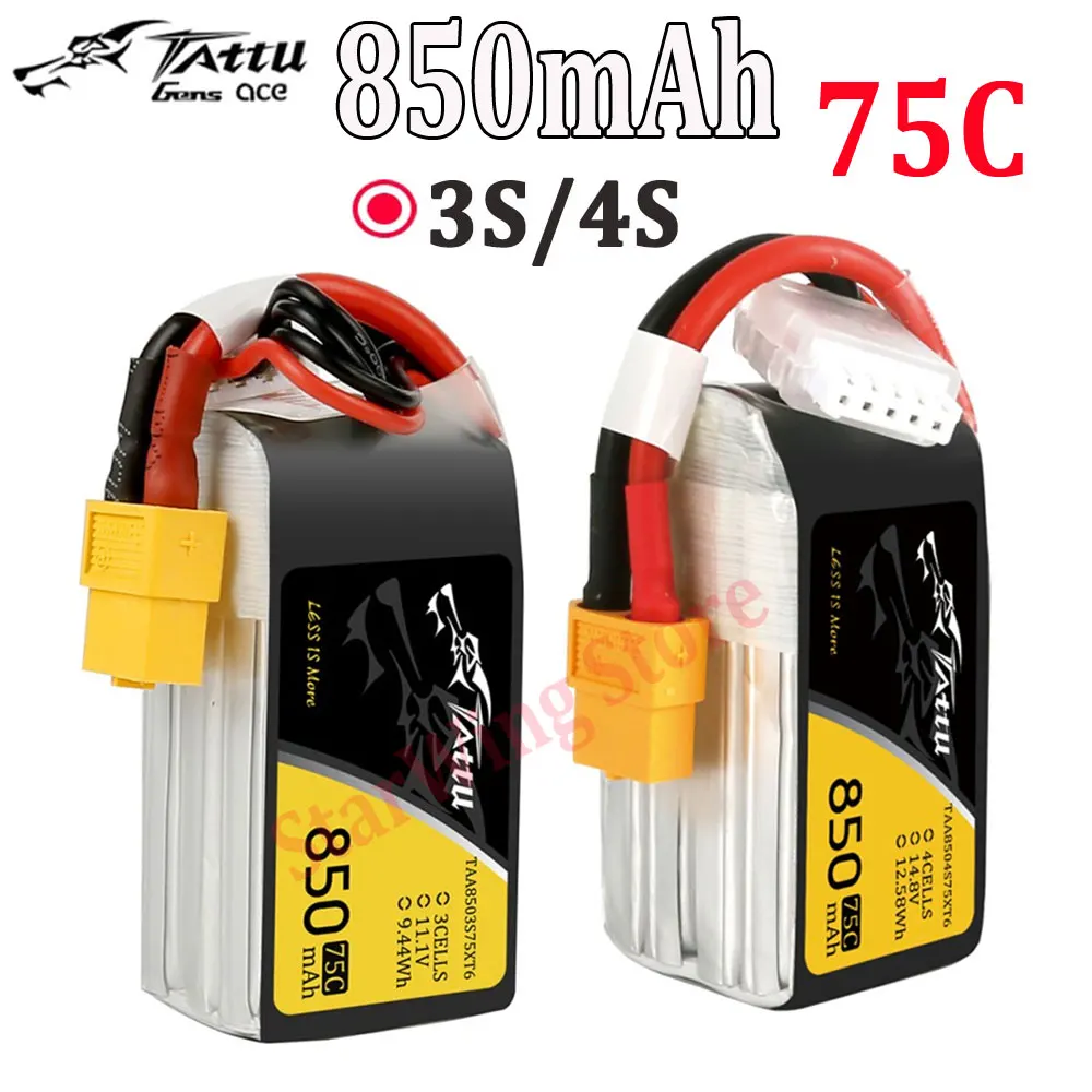 

ACE Tattu LiPo Rechargeable Battery 3-4S 850mAh 75C for RC FPV Racing Drone Quadcopter