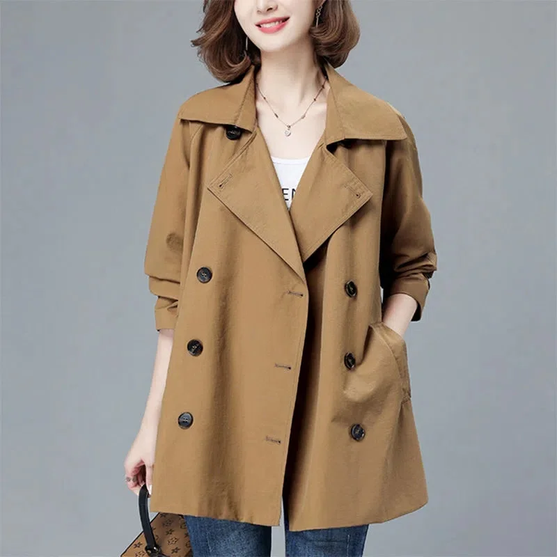 Lady Outerwear Double-breasted Khaki Coffee Navy-blue Overcoat Double-deck Trench Coat Women Windbreakers Oversize Loose Tops
Lady Outerwear Double-breasted Khaki Coffee Navy-blue Overcoat Double-deck Trench Coat Women Windbreakers Oversize Loose Tops