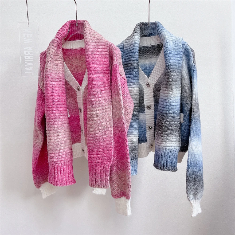2 Piece WOmen Sweater and Scarf Set 2023 Fall/Winter Vintage Striped Long Sleeves Double Pockets Loose Knitted Cardigan Jacket
2 Piece WOmen Sweater and Scarf Set 2023 Fall/Winter Vintage Striped Long Sleeves Double Pockets Loose Knitted Cardigan Jacket