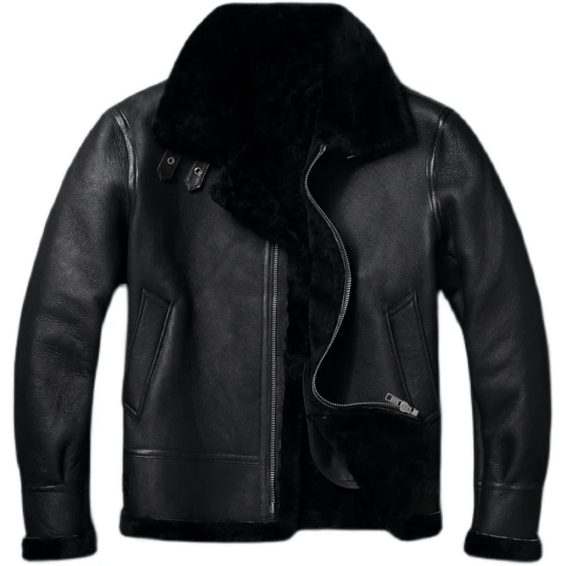 

Natural Fur Sheepskin Shearling Jackets Thick Warm Men Fur Coat Winter Flight Coats Mens Genuine Leather Jacket Male Clothing