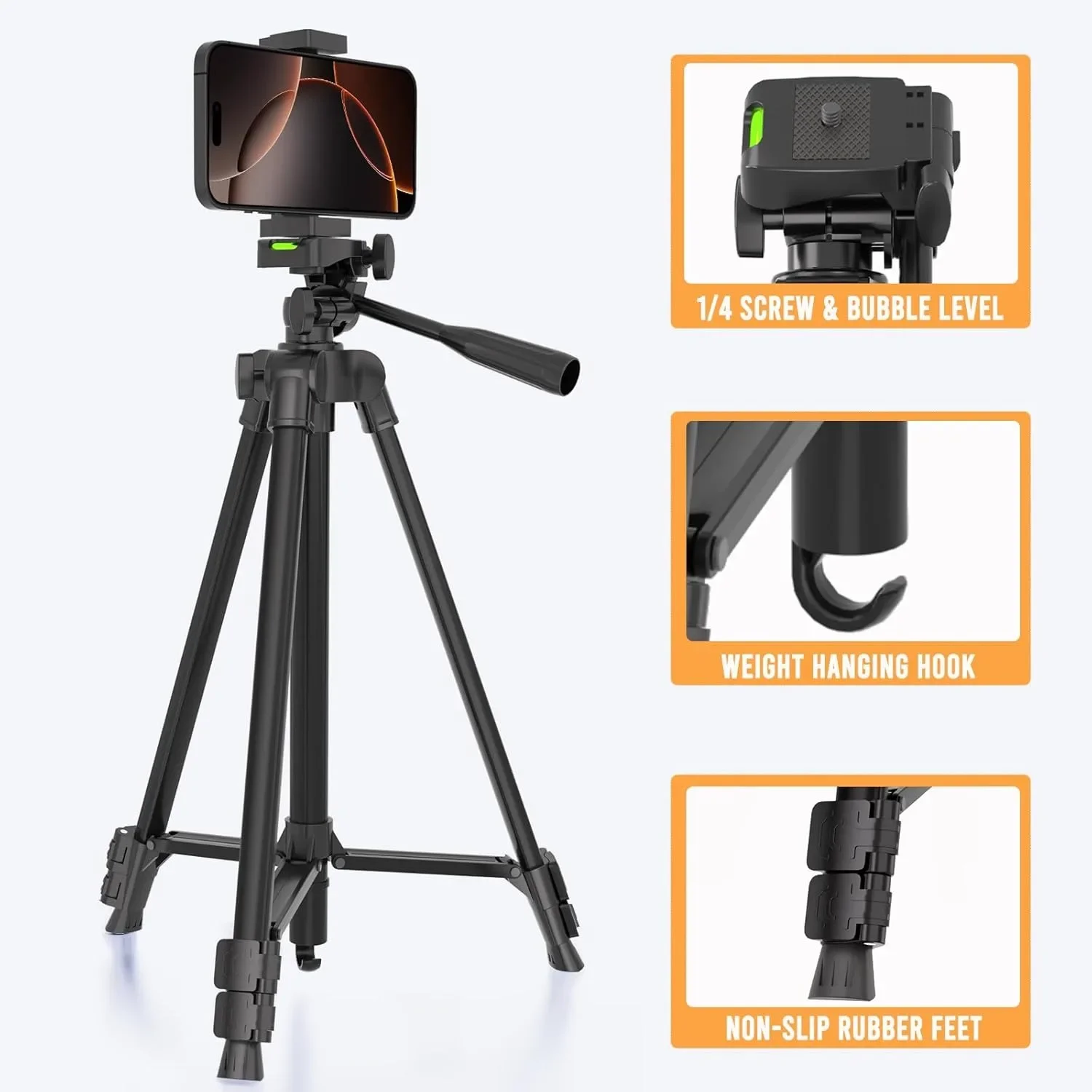 53 Inch Universal Tripod Stand with Bluetooth Remote Adjustable Height for Smartphone Camera Video Photography YouTube 53 Inch Universal Tripod Stand with Bluetooth Remote Adjustable Height for Smartphone Camera Video Photography YouTube