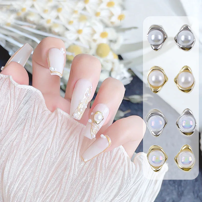 

20PCS/Pack Pearl Alloy Gems Stone Shinny Charms Fingernails Decoration 3D Manicure Tips Nail Art Jewelry Nail Accessories #6*8MM