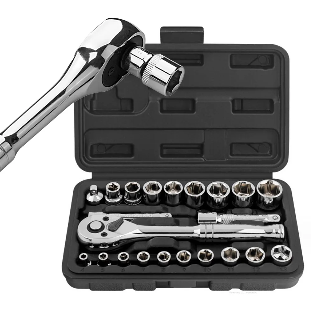 22pcs 72 Tooth Ratchet Wrenches Sockets Automotive Tool Set Car Repair Tool Key Set Screwdriver Anti-shedding Mechanical Tool
22pcs 72 Tooth Ratchet Wrenches Sockets Automotive Tool Set Car Repair Tool Key Set Screwdriver Anti-shedding Mechanical Tool