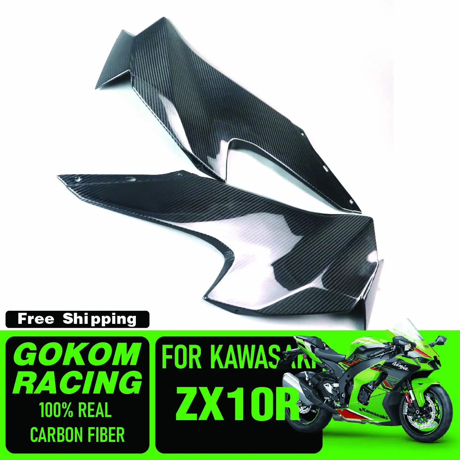 

Gokom Racing FOR Kawasaki ZX10R 2022+ Side Panels GUARD COVER COWLING 100% REAL CARBON FIBER MOTORCYCLE PARTS ACCESSORIES