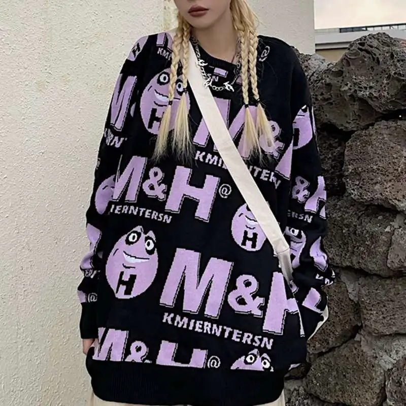 Women Winter Sweater Women Harajuku Preppy Style Loose Round Neck Long Sleeve Pullover Thickening Cartoon Pattern Jacquard Kniti
Women Winter Sweater Women Harajuku Preppy Style Loose Round Neck Long Sleeve Pullover Thickening Cartoon Pattern Jacquard Kniti