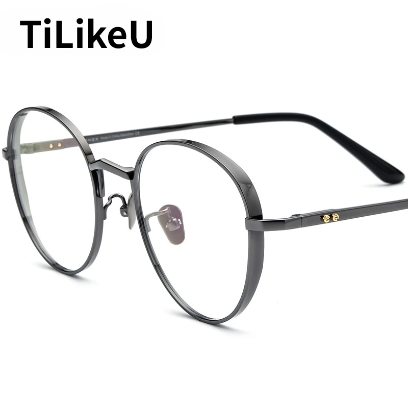 

Top Quality Pure Titanium Eyeglasses Lenses Frames Retro Round Eyeglass Men Myopia Reading Glasses Women Optical Eyewear Frames