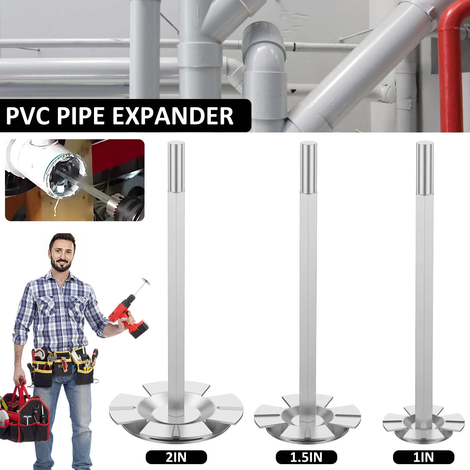 PVC Fitting Socket Saver 1/1.5/2inch Stainless Steel PVC Pipe Reamer Cutter Tool Sturdy Plumbing Fitting Saver for ABS PVC DWV
PVC Fitting Socket Saver 1/1.5/2inch Stainless Steel PVC Pipe Reamer Cutter Tool Sturdy Plumbing Fitting Saver for ABS PVC DWV