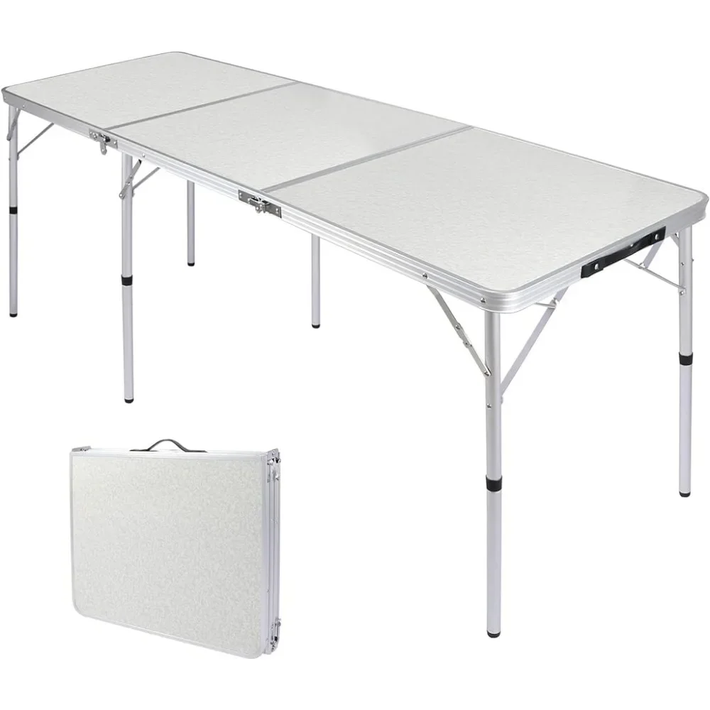 Tri-fold 6ft Folding Table Party Foldable Chair Aluminum Outdoor Table With Adjustable Heights Legs 72"x24" Beach Camp Picnic
Tri-fold 6ft Folding Table Party Foldable Chair Aluminum Outdoor Table With Adjustable Heights Legs 72"x24" Beach Camp Picnic