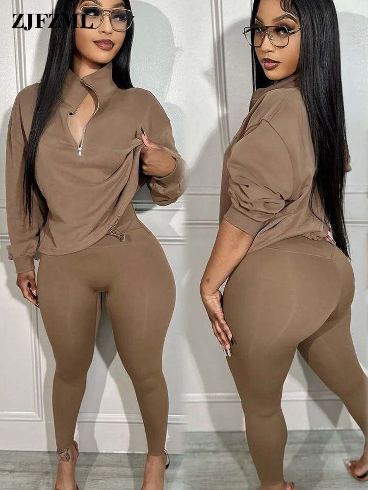 Solid Color 2 Piece Sets Loose Activewear Women's Clothing Stand Collar Zip Up Top + Package Hip Skinny Long Pants Tracksuits
Solid Color 2 Piece Sets Loose Activewear Women's Clothing Stand Collar Zip Up Top + Package Hip Skinny Long Pants Tracksuits