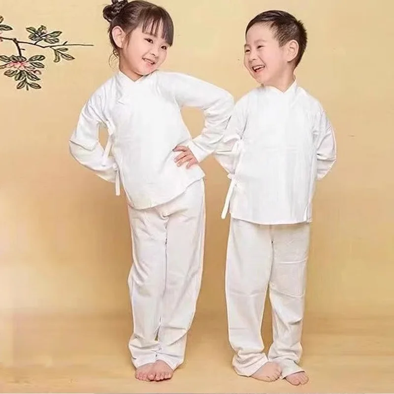 

White Hanfu Underwear Sleeping Tops Pants Boy Girl Ancient Innerwear Pajamas Toddler Baby Children Chinese Traditional Costume