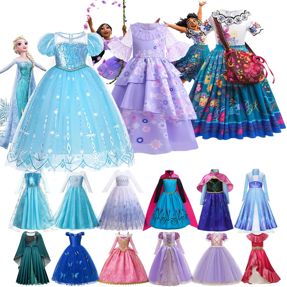 

Disney Encanto Costume Frozen 1&2 Anna Elsa Princess Dress Girls Charm Isabela Mirabel Party Gown Kids Halloween Cosplay Clothes