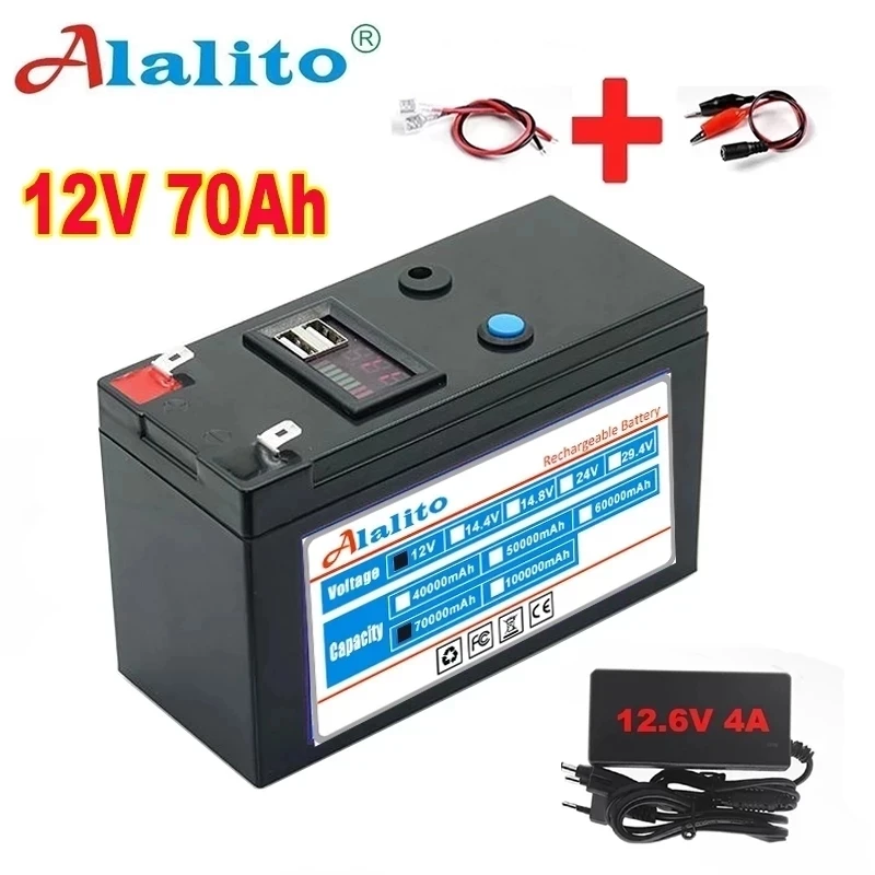New USB Power Display 12v 70ah 18650 Lithium Battery Pack Is Suitable for Solar Energy and Electric Vehicle Battery+12.6v Charge
New USB Power Display 12v 70ah 18650 Lithium Battery Pack Is Suitable for Solar Energy and Electric Vehicle Battery+12.6v Charge