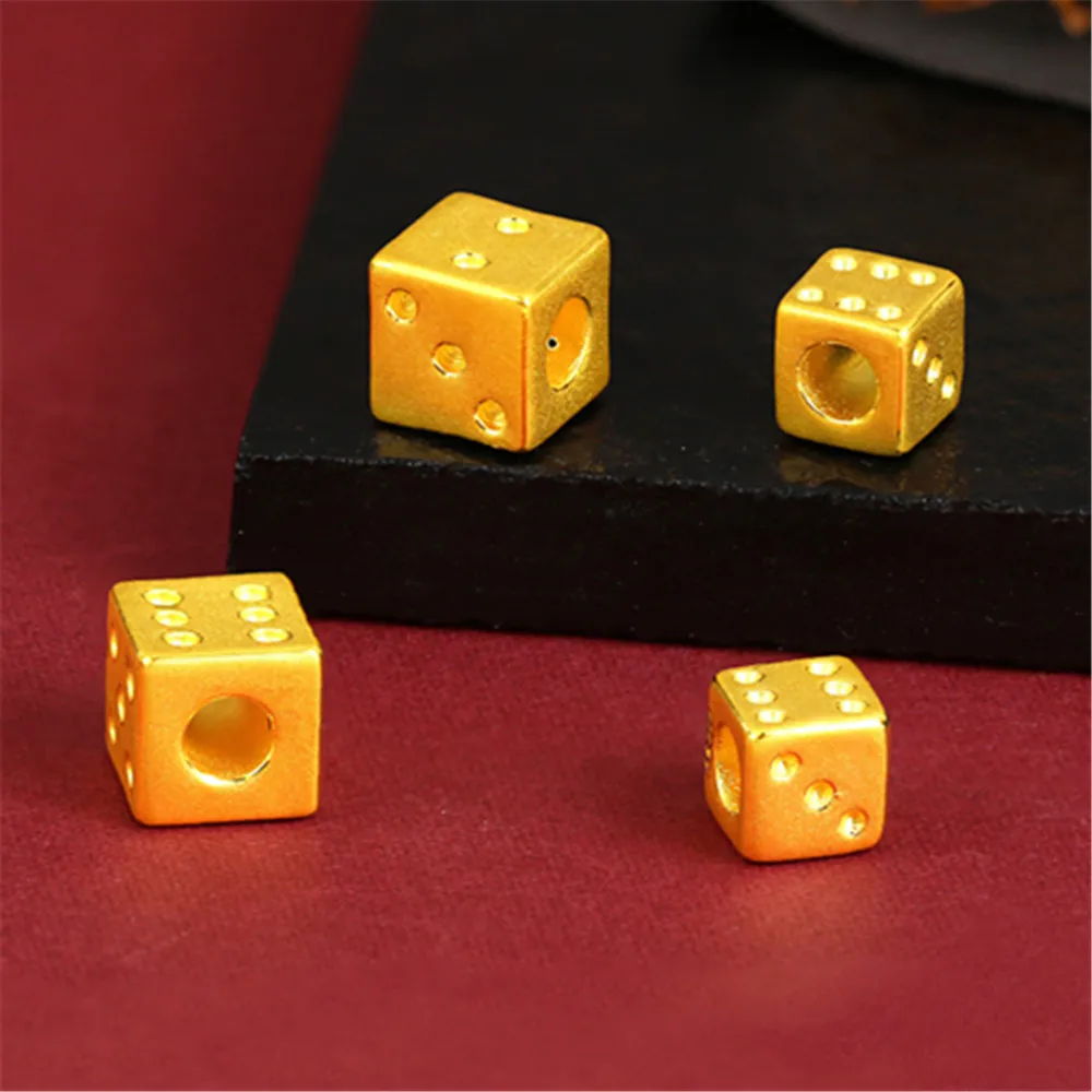 

Pure 999 24K Yellow Gold Men Women 3D Lucky Dice Pendant 0.8-1g