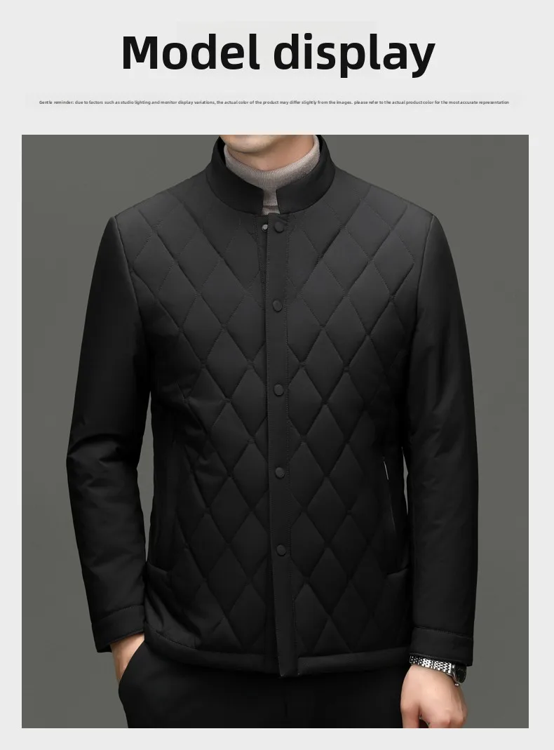 سترة رجالية فاخرة من حرير التوت بياقة عالية، تصميم جديد أنيق لفصلي الخريف والشتاء، معطف عملي غير رسمي مقاوم للرياح سترة رجالية فاخرة من حرير التوت بياقة عالية، تصميم جديد أنيق لفصلي الخريف والشتاء، معطف عملي غير رسمي مقاوم للرياح