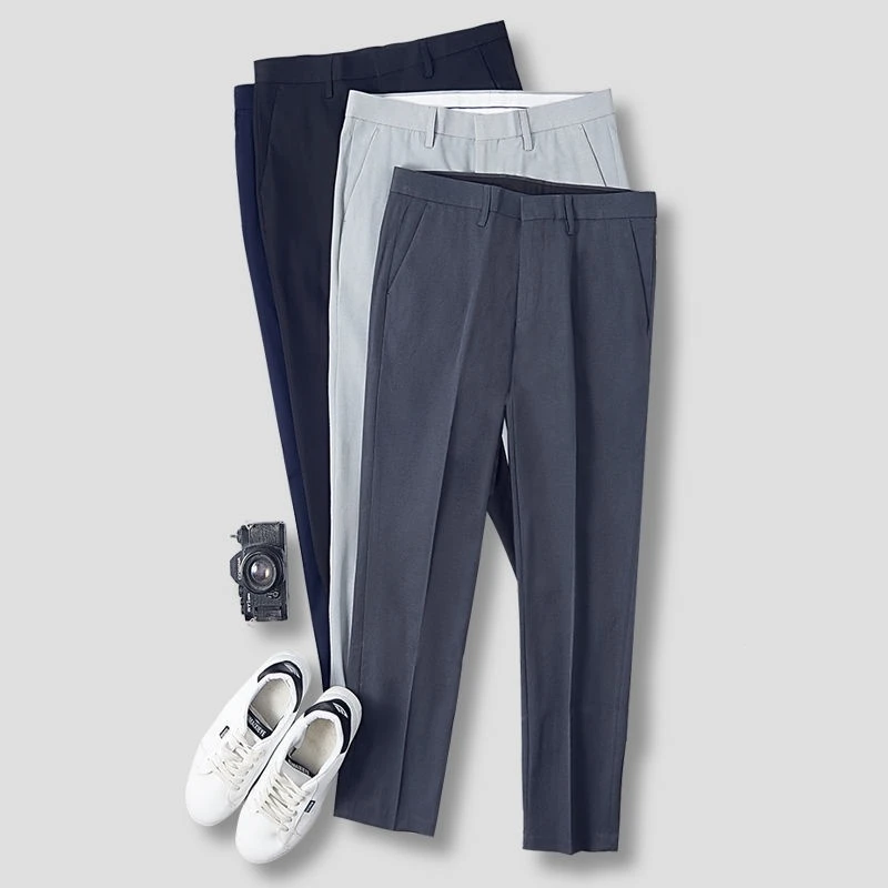 Men's 2024 Summer New Solid Color Trousers Business Casual Spliced Pockets Button Zipper High Waisted Slim Straight Suit Pants
Men's 2024 Summer New Solid Color Trousers Business Casual Spliced Pockets Button Zipper High Waisted Slim Straight Suit Pants
