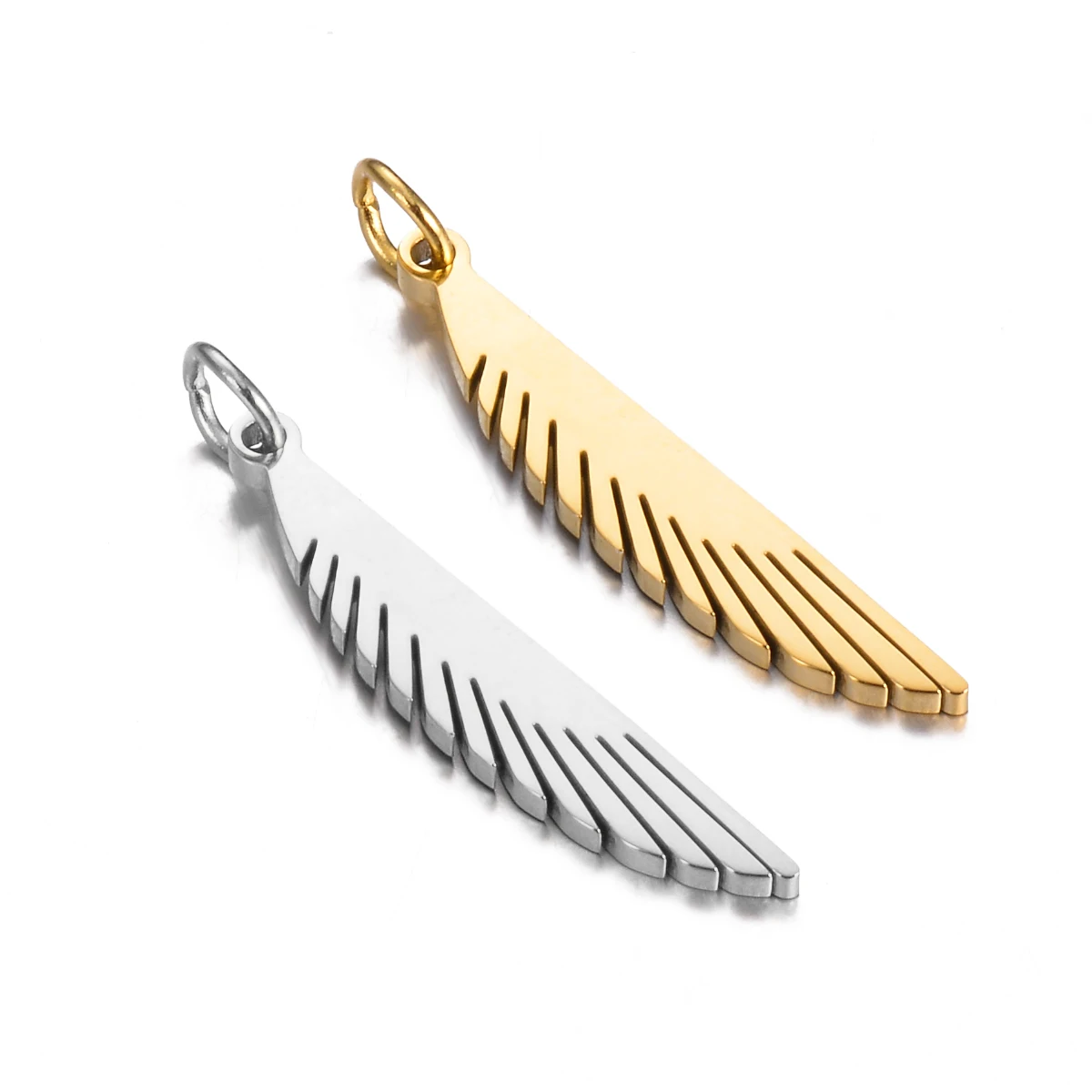 10pcs/lot Angel Wings Stainless Steel Decoration Long Feather Pendant for Jewelry Charm Bracelet Making Supplies Diy Findings
10pcs/lot Angel Wings Stainless Steel Decoration Long Feather Pendant for Jewelry Charm Bracelet Making Supplies Diy Findings