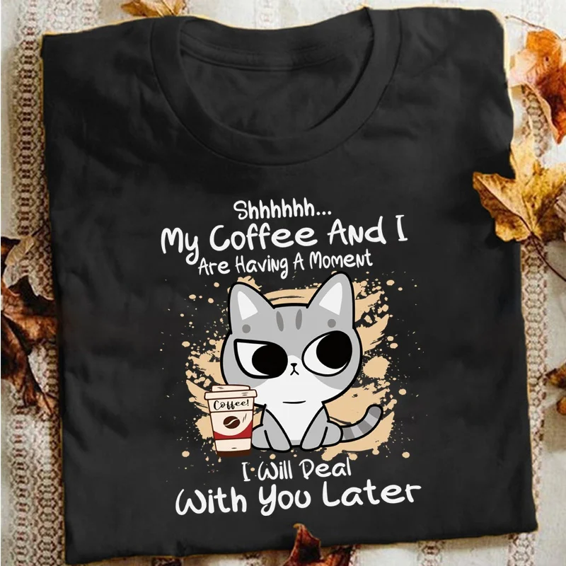 Funny Cat Shhhhh....My Coffee and I Are Having A Moment Print T-Shirts Summer Short Sleeve Tee Shirts for Women Ladies Tops Tees
Funny Cat Shhhhh....My Coffee and I Are Having A Moment Print T-Shirts Summer Short Sleeve Tee Shirts for Women Ladies Tops Tees