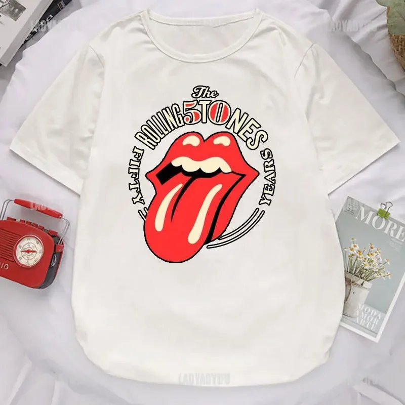 

The Rolling Stones T Shirt Rock Band Shirts Unisex Casual Short-sleev Men Women Graphic Tops Summer Fashion Streetwear Clothes