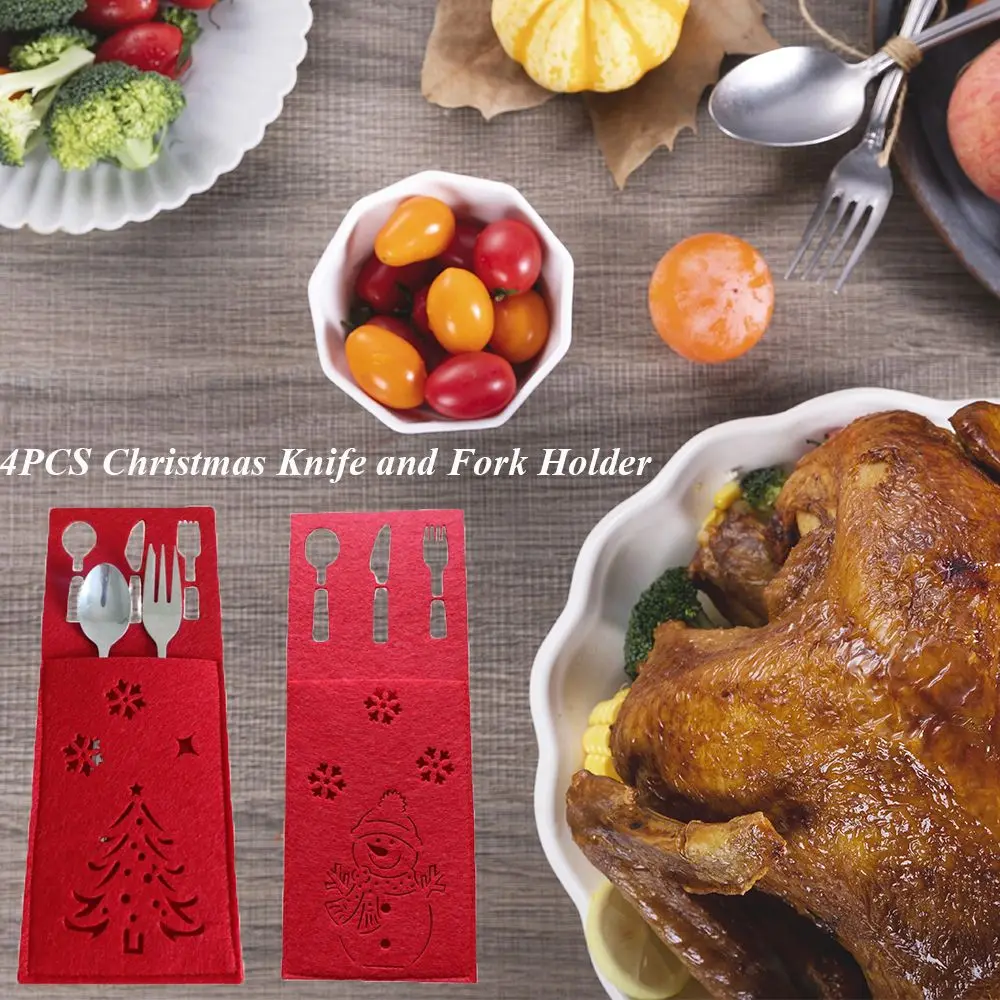 

fabric Cutlery Pocket Santa Claus Xmas Tree Tableware Organizer Table Decorations Cutlery Bag Christmas Knife Fork Holder
