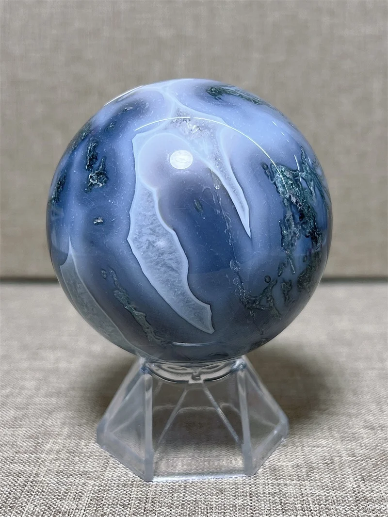 

Natural Moss Agate Sphere With Rain Bow Reiki Healing Stone Home Decoration Exquisite Gift Souvenir Gift