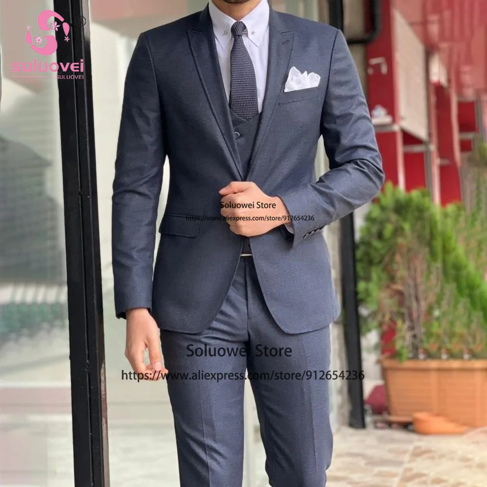 Fashion Slim Fit Suits For Men 3 Piece Jacket Vest Pants Set Male Formal Groom Wedding Peaked Lapel Tuxedo Costume Homme Mariage
Fashion Slim Fit Suits For Men 3 Piece Jacket Vest Pants Set Male Formal Groom Wedding Peaked Lapel Tuxedo Costume Homme Mariage