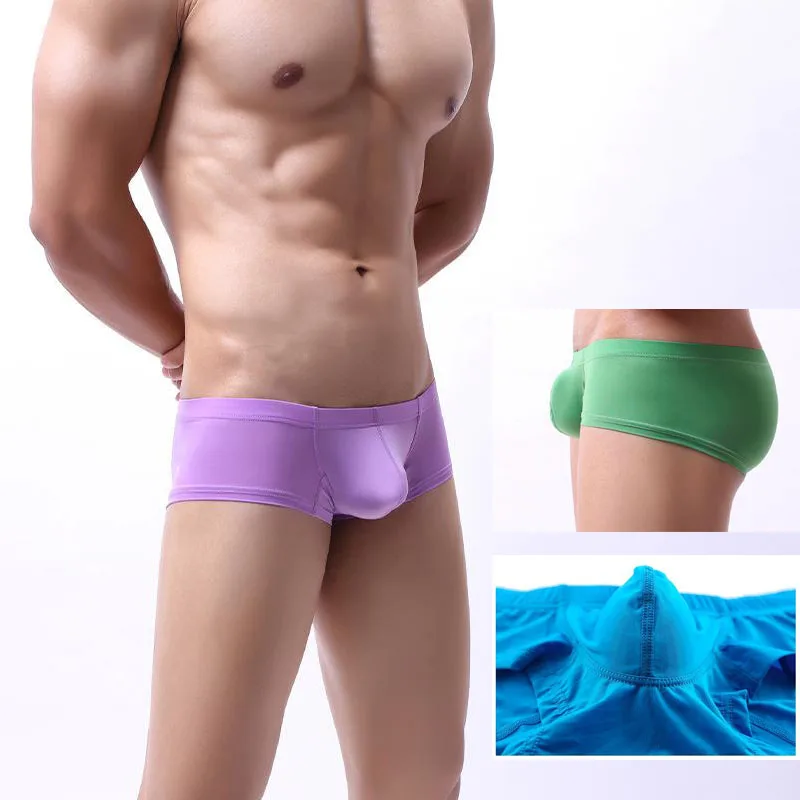 

Sexy Lingerie Ice Underpants Briefs Man's Bulge Penis Pouch Underwear Elastic Big Cock Boxers Gay U-Convex Dick Boxers Enhance
