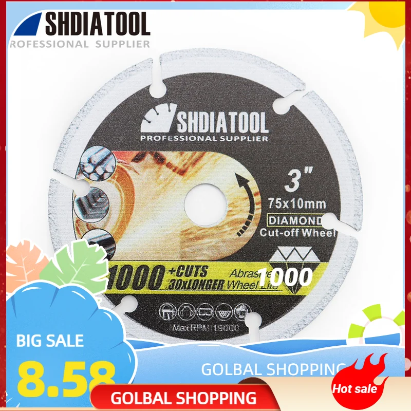 SHDIATOOL 1pc Vacuum Brazed Diamond Saw Blade 75mm Metal Cutting Disc Stainless Steel Cast Iron Aluminum Angle Grinder Accessory
SHDIATOOL 1pc Vacuum Brazed Diamond Saw Blade 75mm Metal Cutting Disc Stainless Steel Cast Iron Aluminum Angle Grinder Accessory