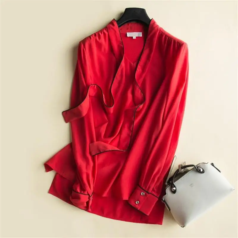Woman Spring 100% Silk Blouse Female Thin Silk Shirts Women Hedging Breathable Silk Tops Lady Hot Sale Silk Tees Seda Camisas
Woman Spring 100% Silk Blouse Female Thin Silk Shirts Women Hedging Breathable Silk Tops Lady Hot Sale Silk Tees Seda Camisas