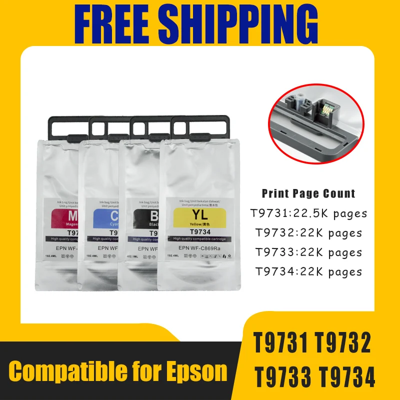 T9731 T9732 T9733 T9734 Compatible ink cartridge ink bag for Epson For WF-C860 Series WF-C869 Series WF-C869R WF-C869RDTWFC 
T9731 T9732 T9733 T9734 Compatible ink cartridge ink bag for Epson For WF-C860 Series WF-C869 Series WF-C869R WF-C869RDTWFC